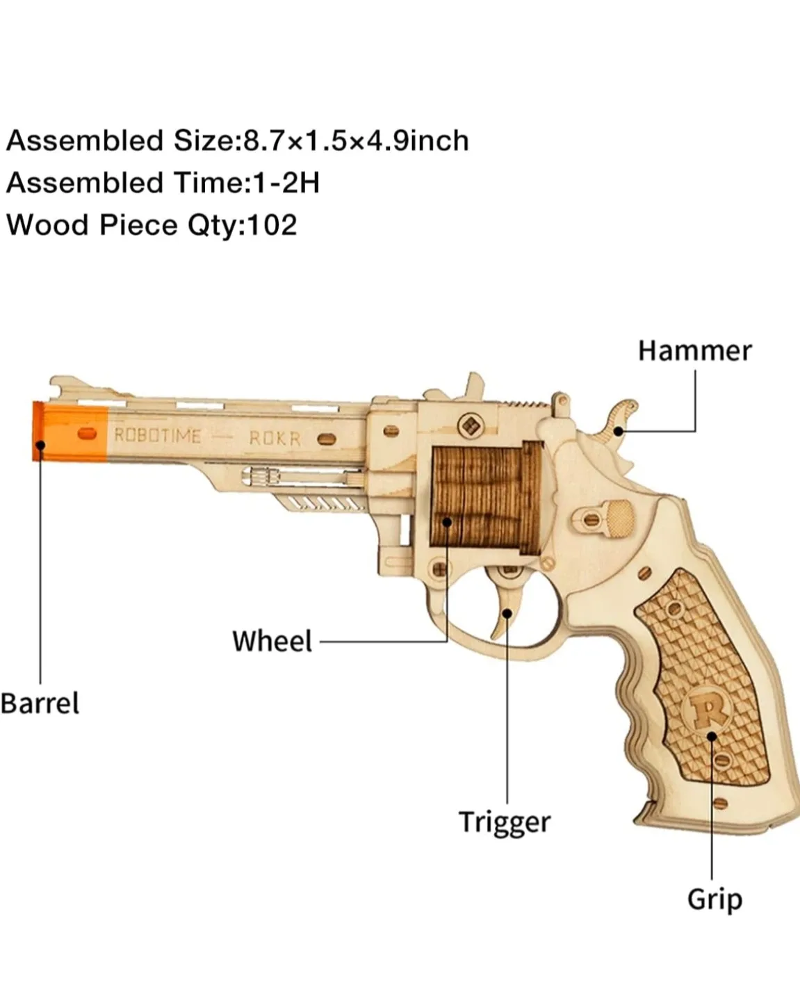 ROKR Wooden Pistol Model Kit image indicator(2)