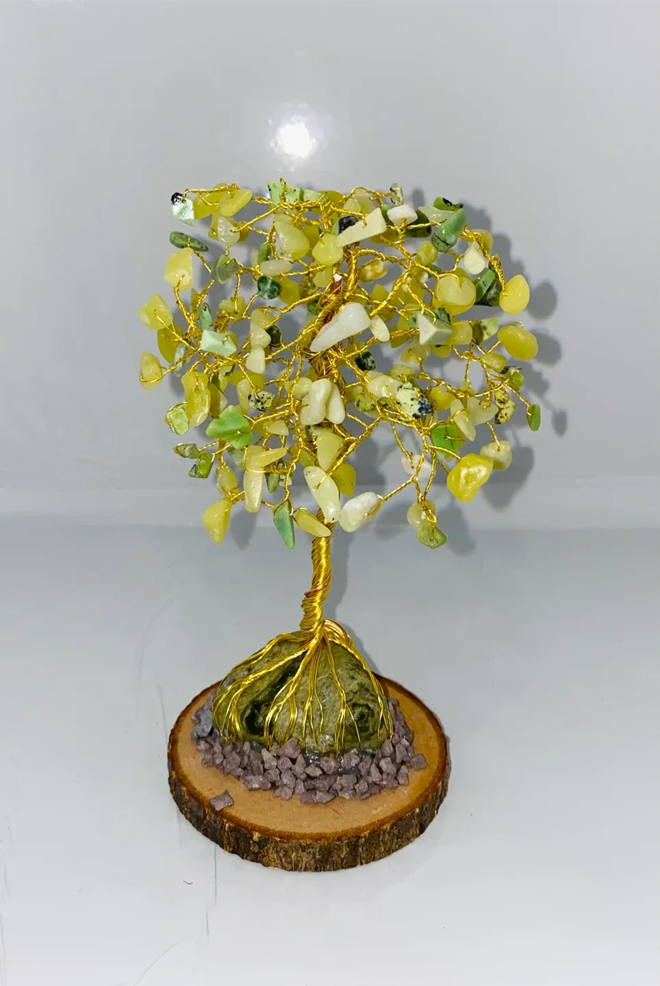 Handcrafted Serpentine & Honey Calcite Gemstone Tree