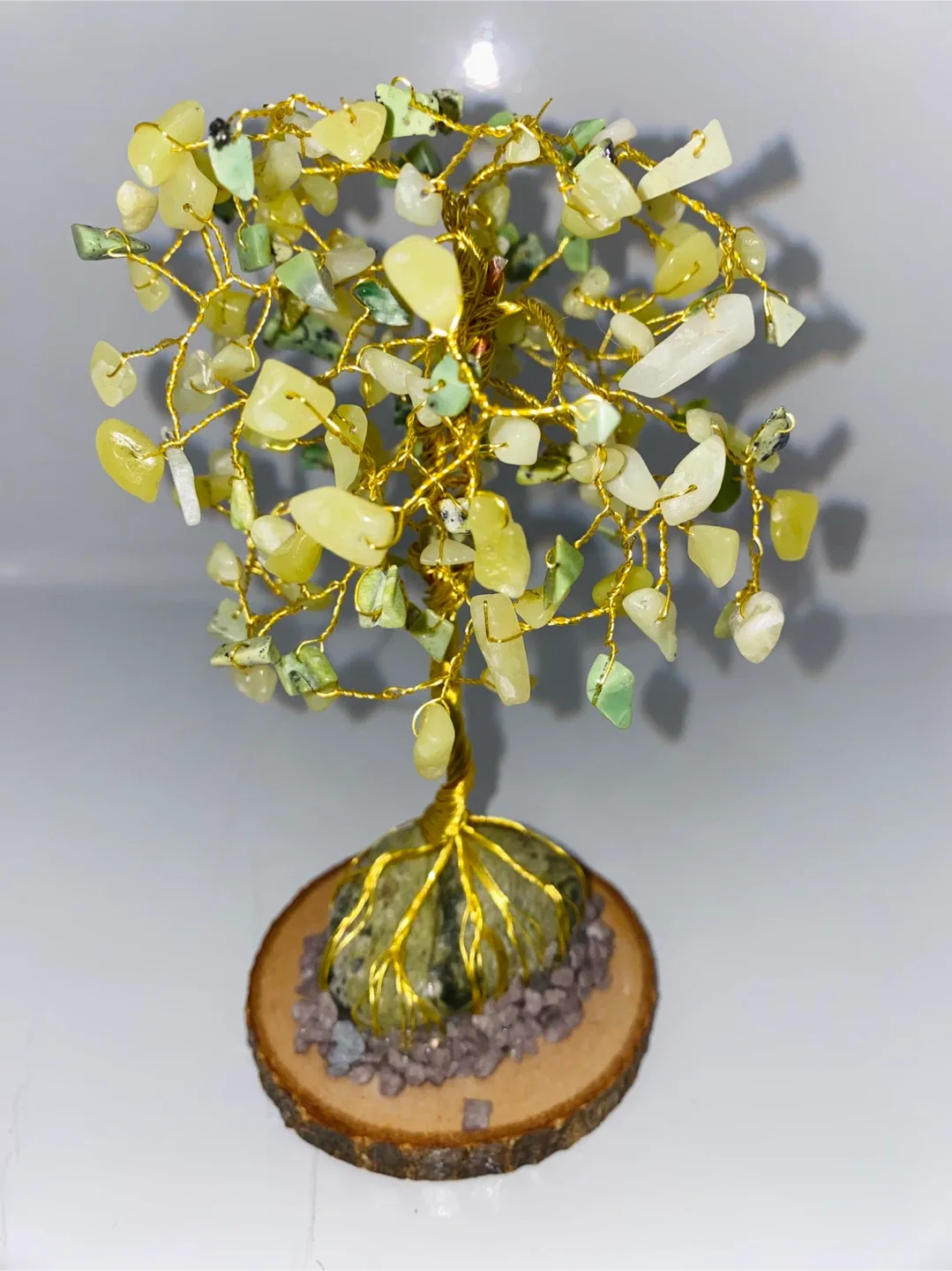 Handcrafted Serpentine & Honey Calcite Gemstone Tree image indicator(2)