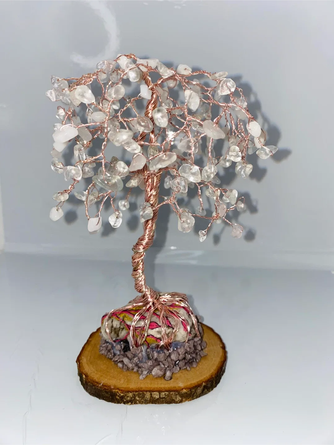 🌳 Clear Quartz Handcrafted Gemstone Tree- April Birthstone