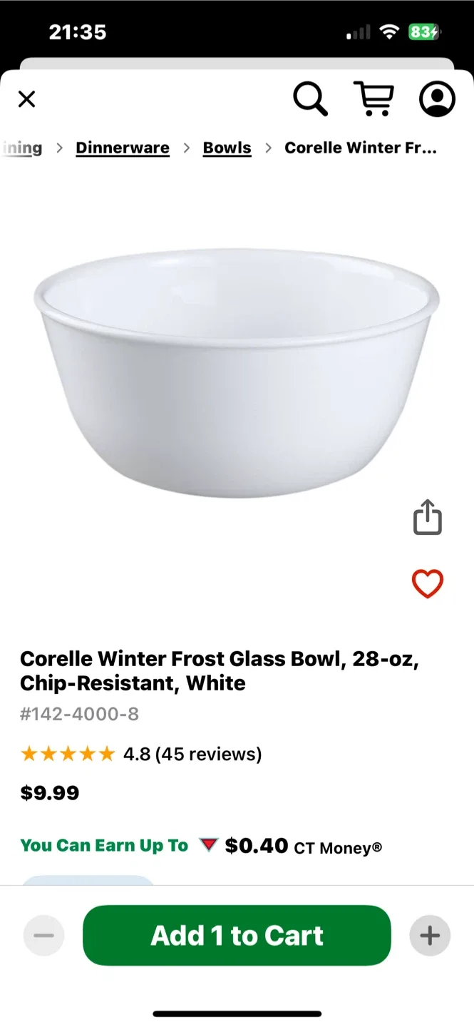 Two Corelle Winter Frost White Bowl, 28 oz image indicator(2)