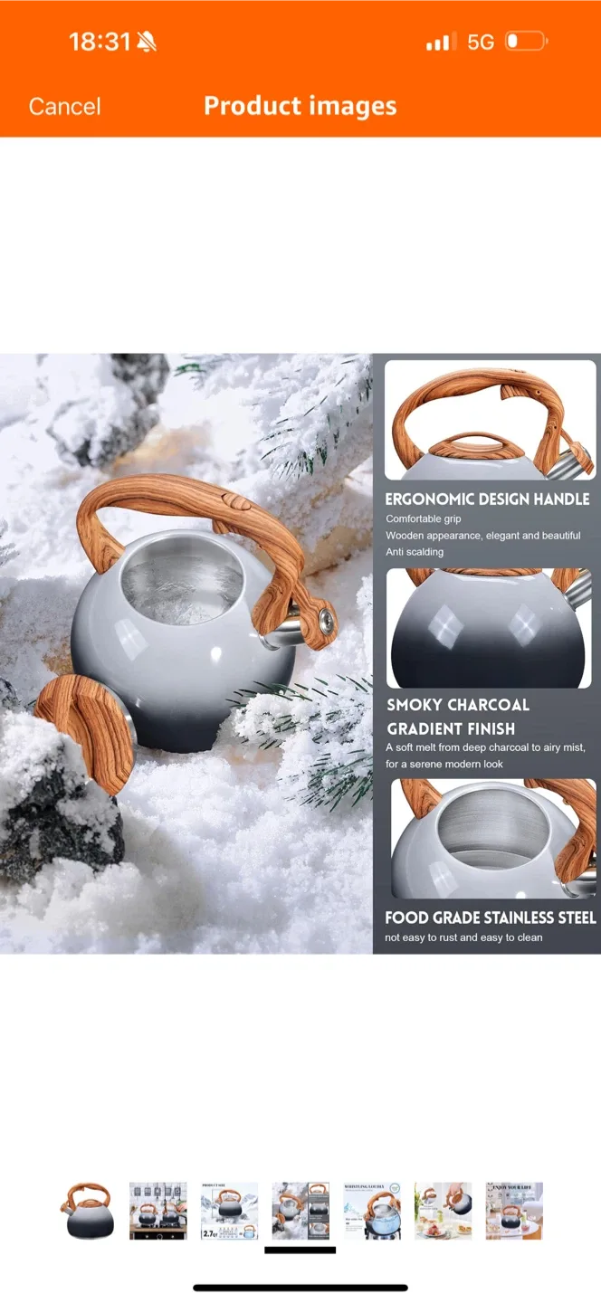 Whistling Kettle with Wood Handle image indicator(4)