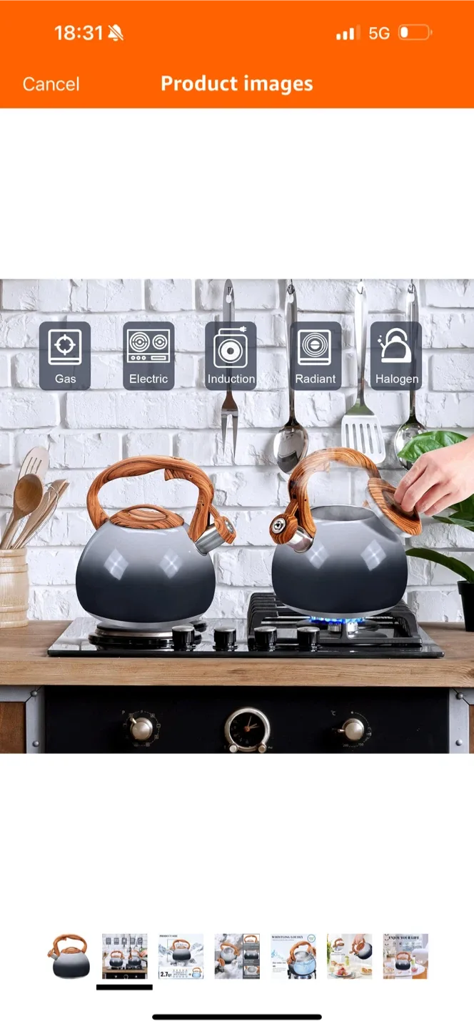 Whistling Kettle with Wood Handle image indicator(2)