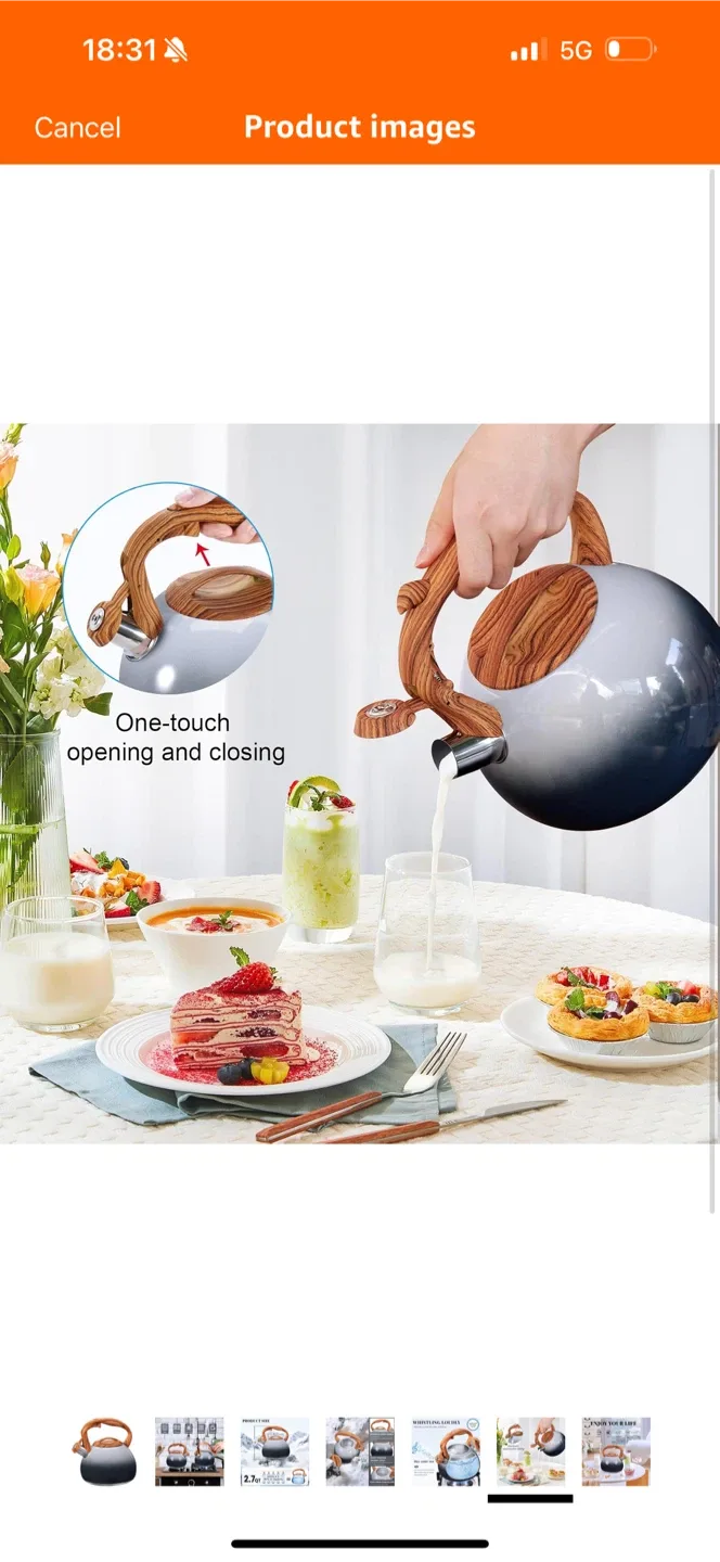 Whistling Kettle with Wood Handle image indicator(6)