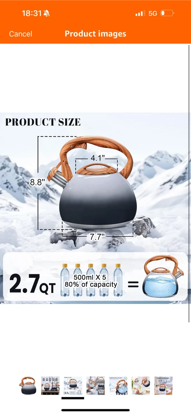 Whistling Kettle with Wood Handle image indicator(3)