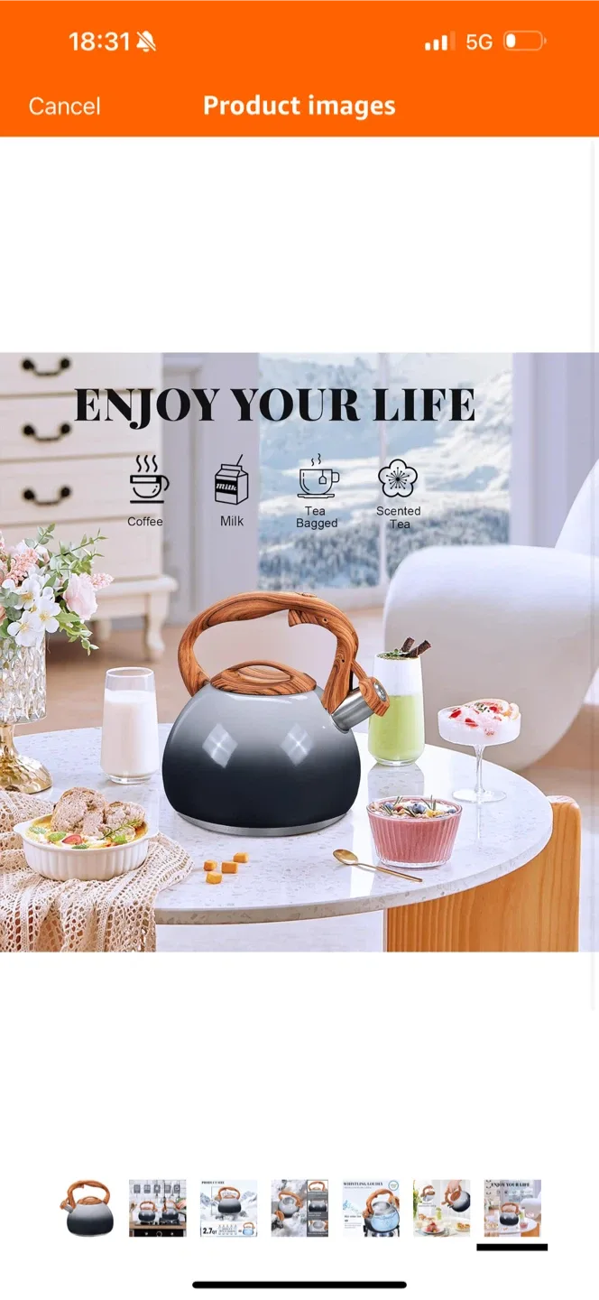 Whistling Kettle with Wood Handle image indicator(7)