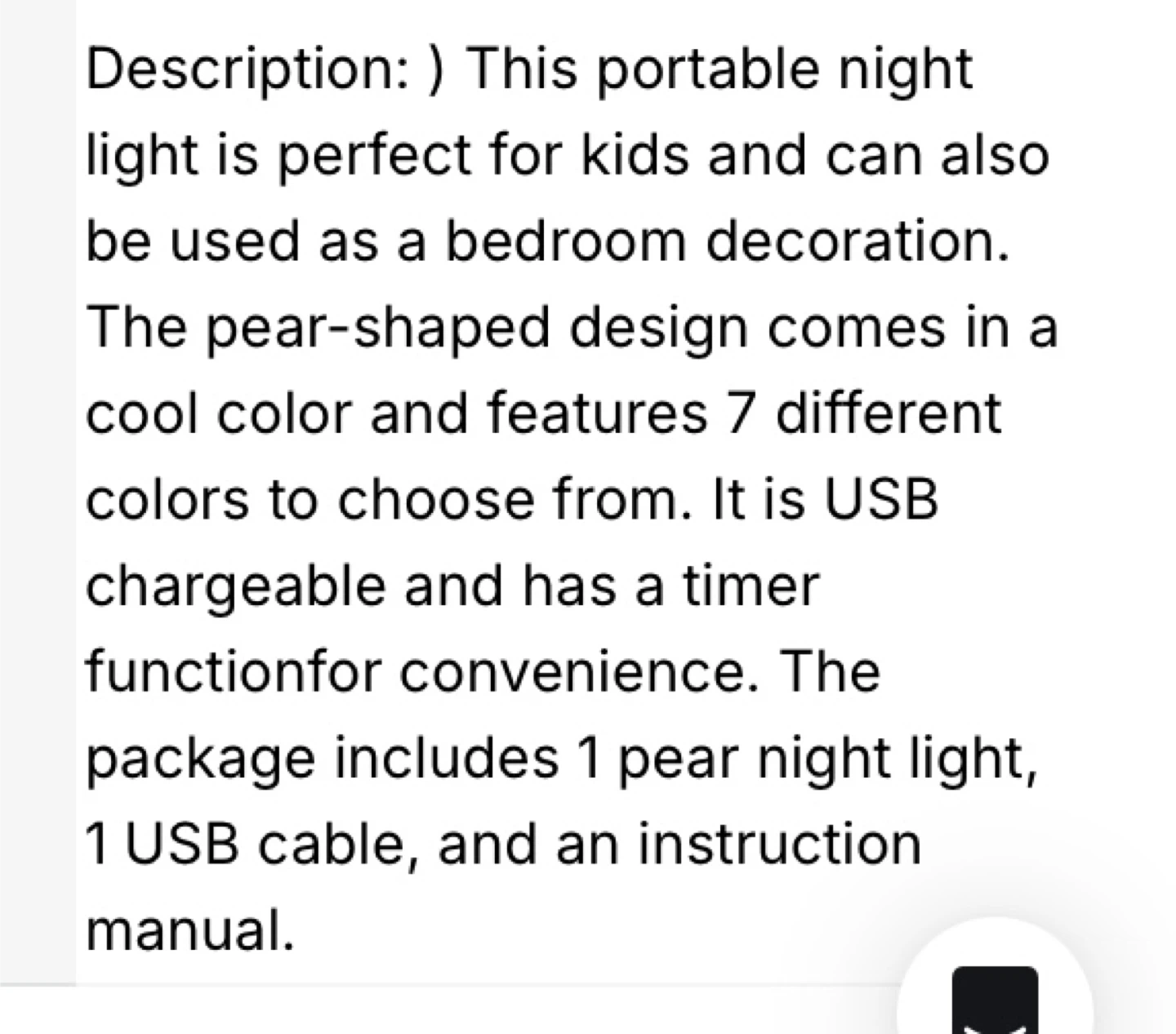 Pear-Shaped Portable Night Light for Kids - photo 2