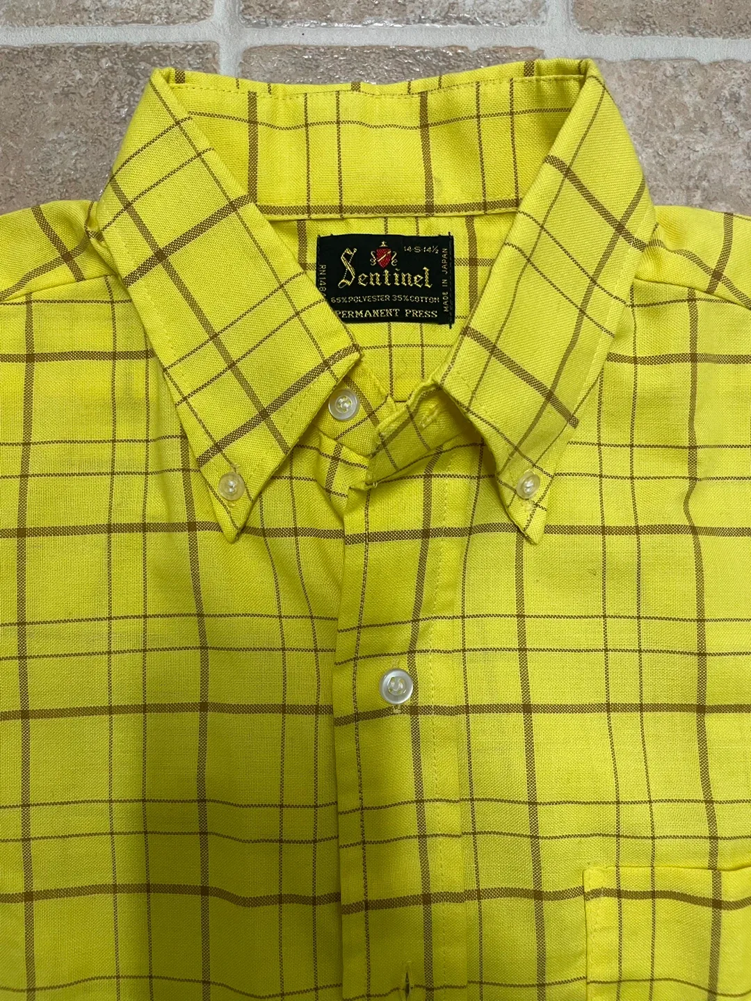 Sentinel Yellow Plaid Button-Up Shirt, Size M image indicator(5)