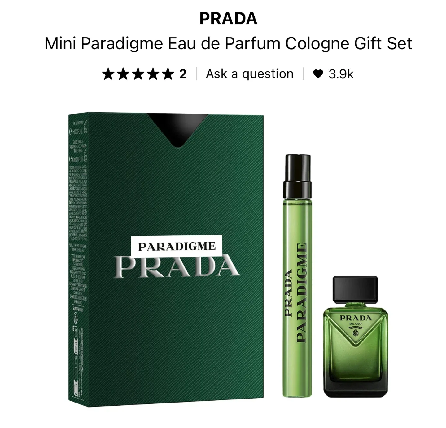 Prada Mini Paradigme Eau de Parfum Cologne Gift Set