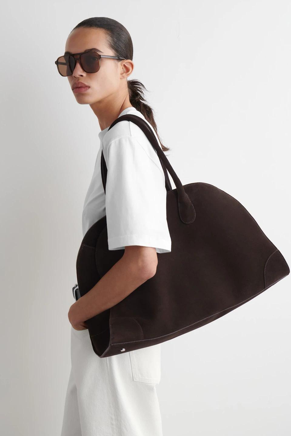 COS brown suede bowling bag
