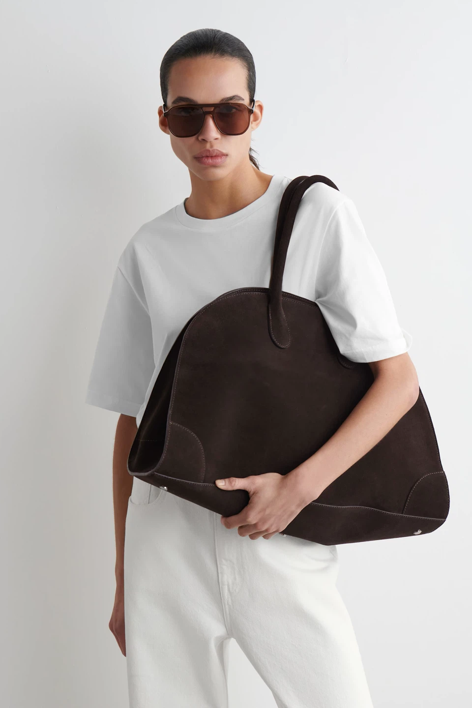 COS brown suede bowling bag - photo 2
