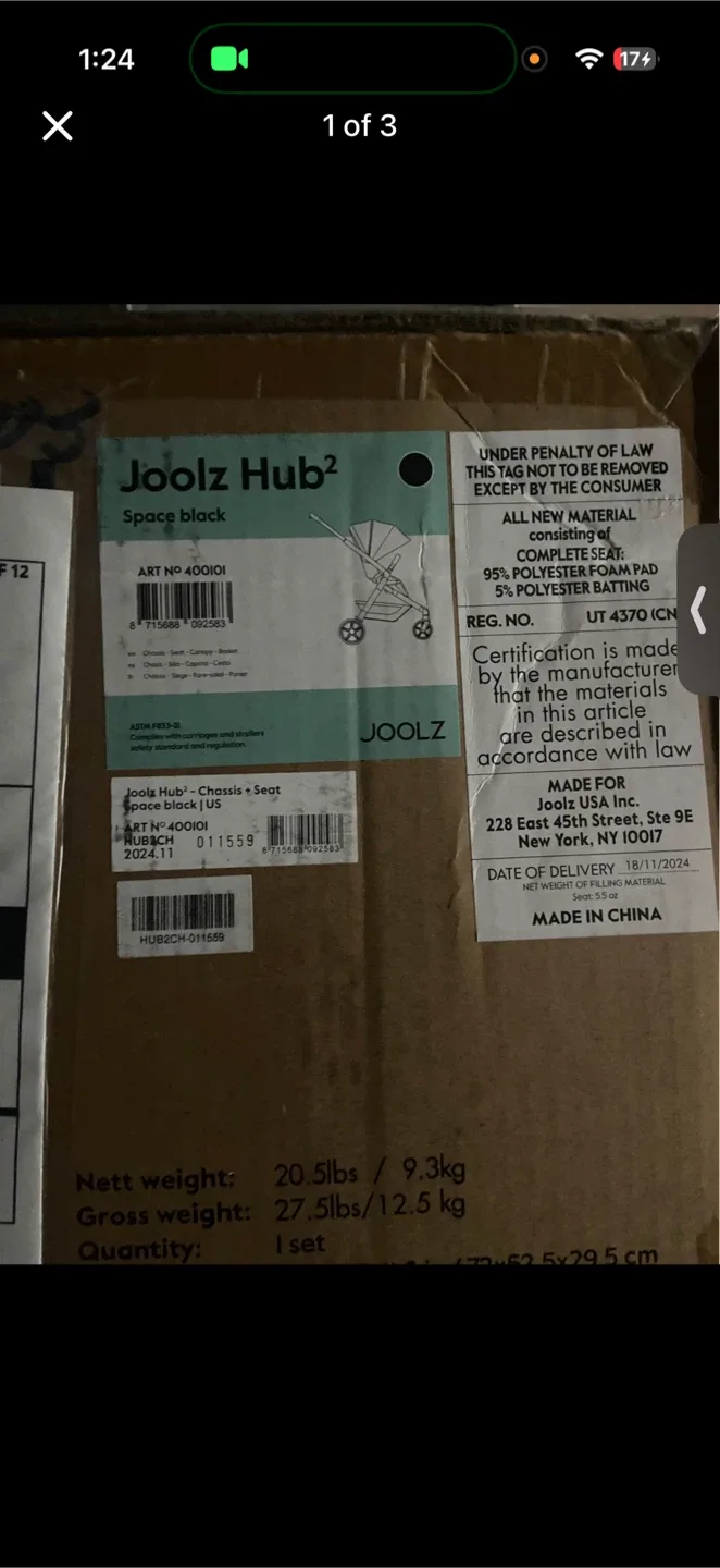 Joolz Hub² Space Black Carrycot - Like New! image indicator(3)