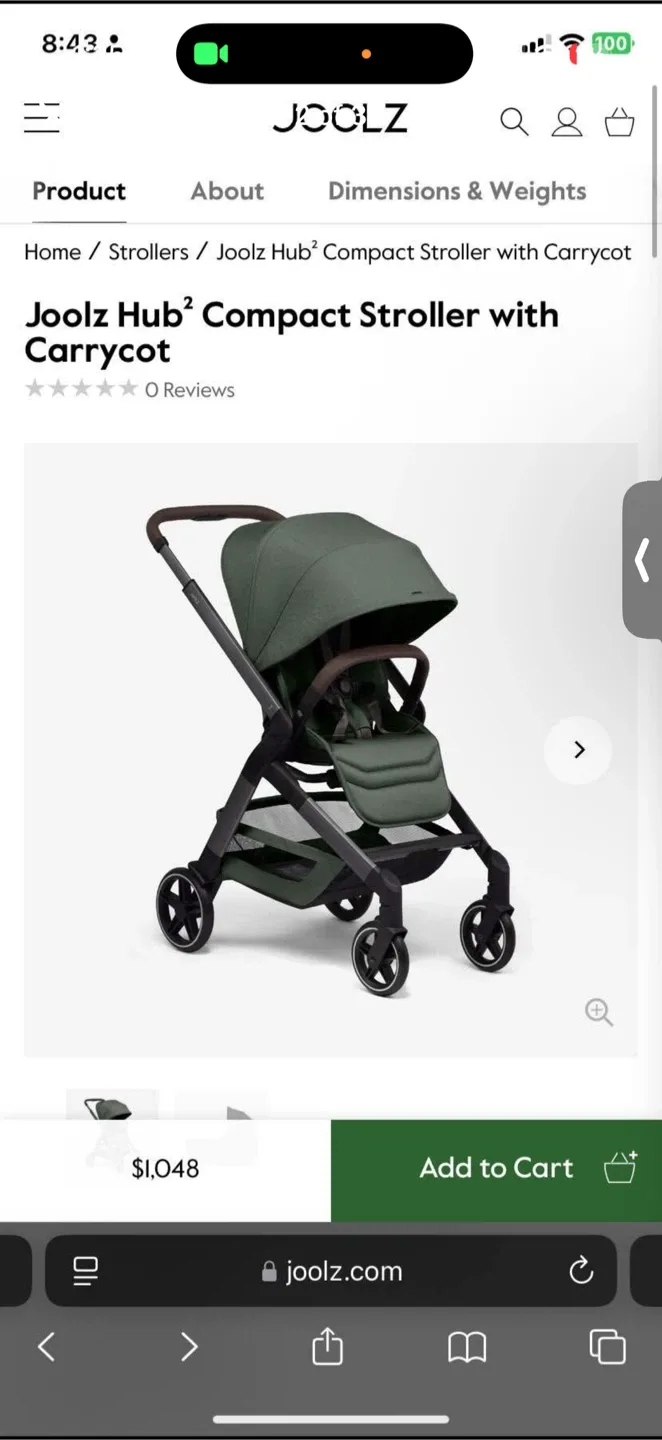 Joolz Hub² Space Black Carrycot - Like New! image indicator(2)