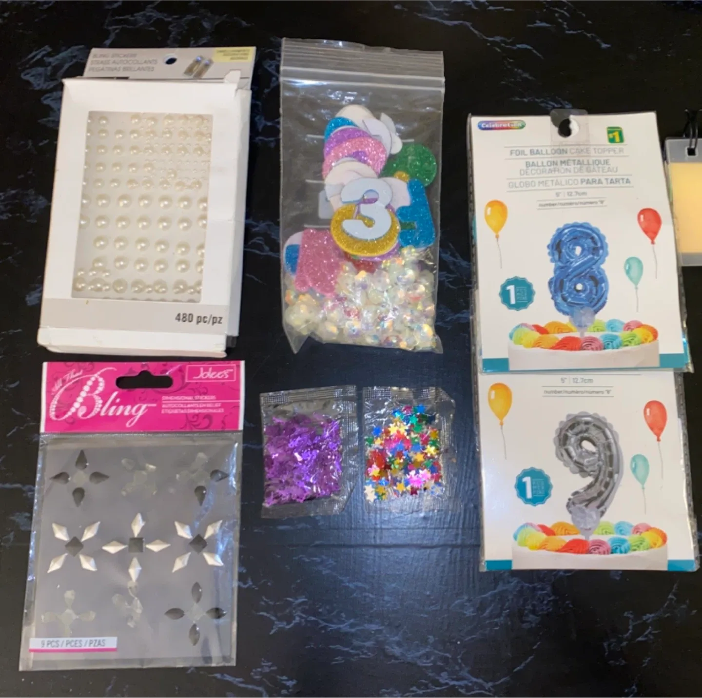 Craft Supplies Bundle: Stickers, Sequins, Foil Balloons