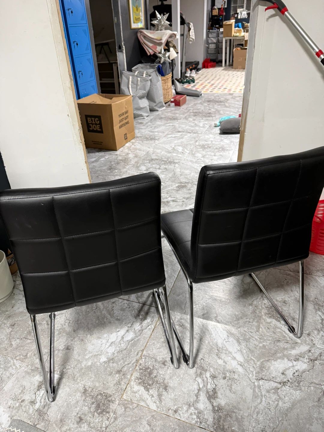 Black Leather & Chrome Accent Chairs - Set of 4 - photo 3