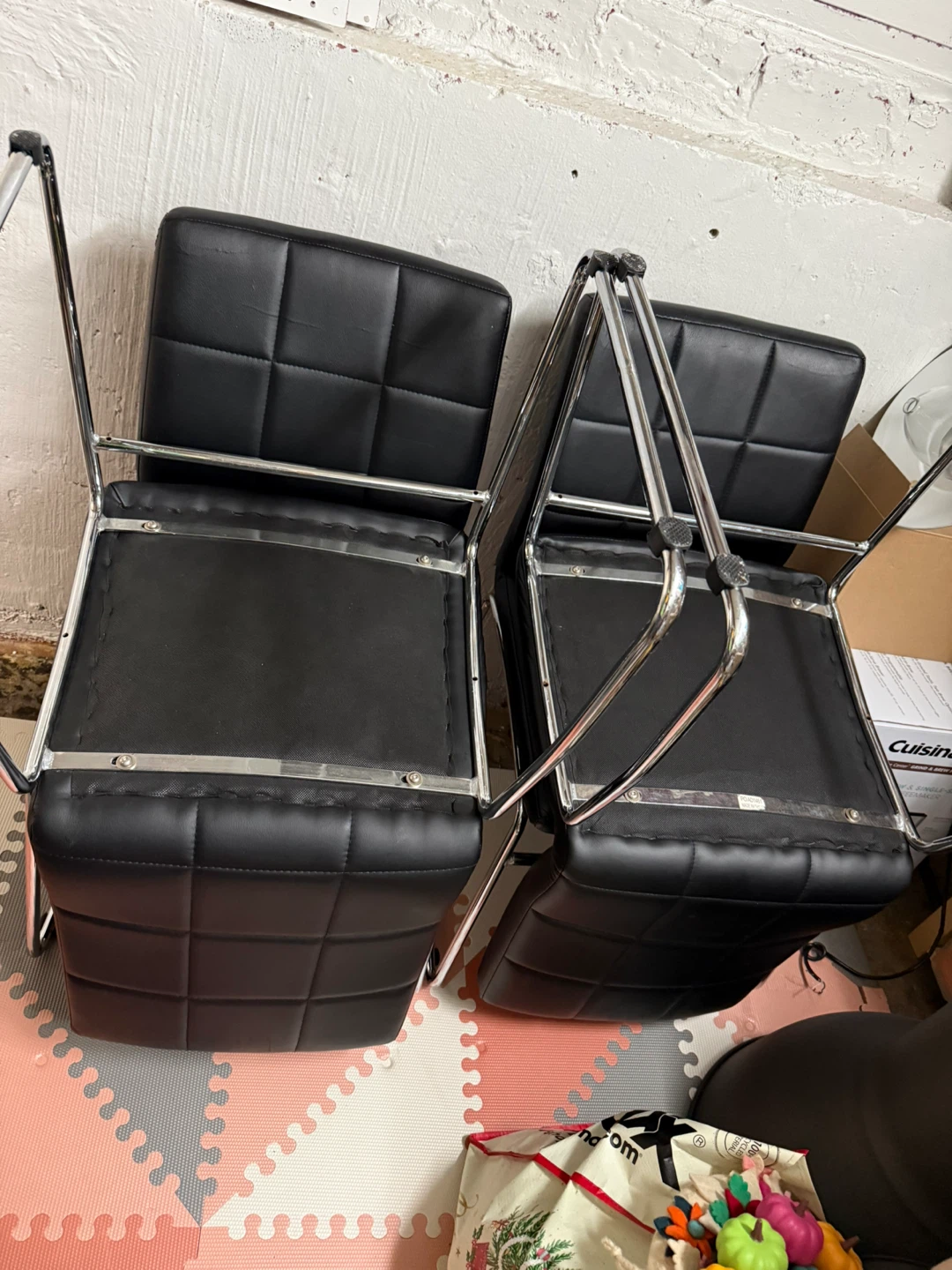 Black Leather & Chrome Accent Chairs - Set of 4 - photo 2