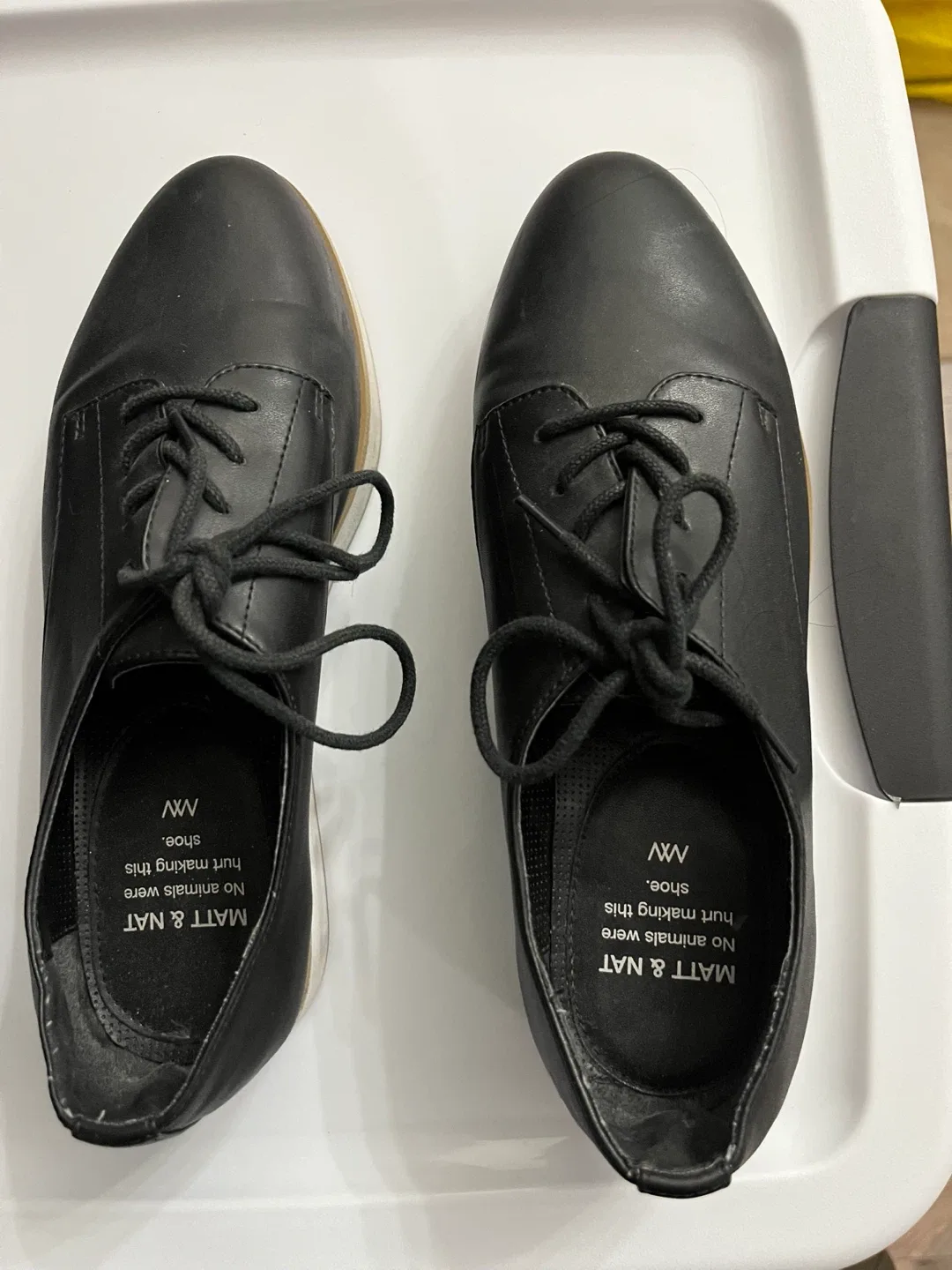 Matt & Nat Black Vegan Leather Platform Shoes - Size 7 image indicator(3)