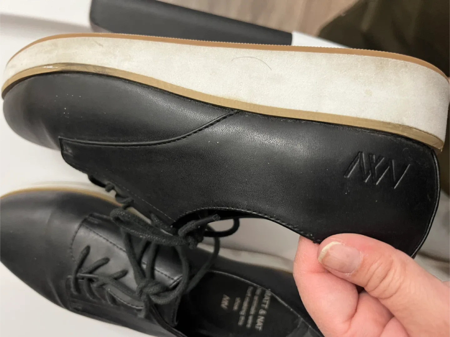 Matt & Nat Black Vegan Leather Platform Shoes - Size 7 image indicator(4)