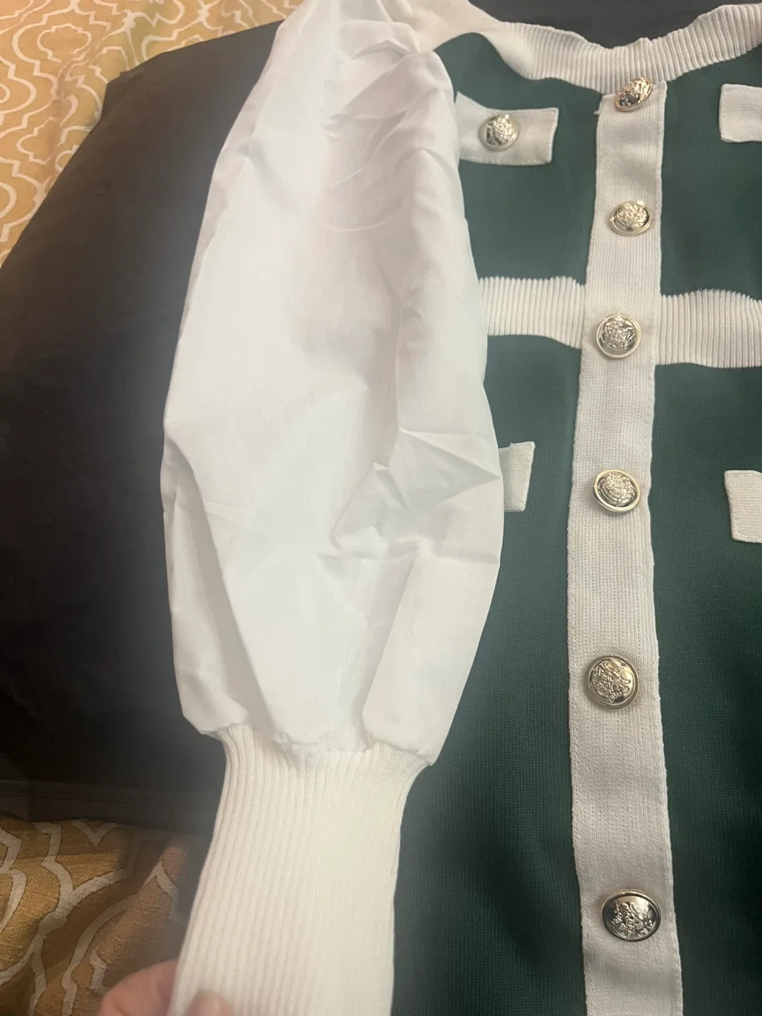 Green & White Buttoned Dress image indicator(2)