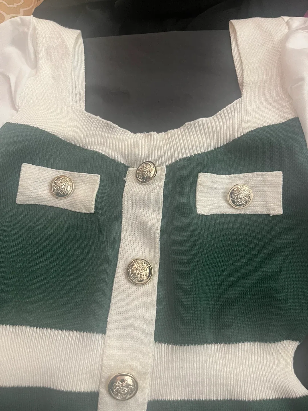 Green & White Buttoned Dress image indicator(3)