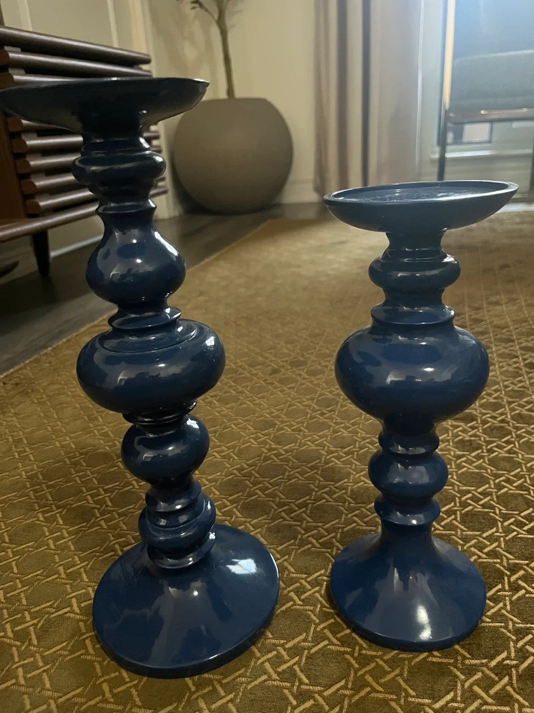 Blue Candlestick Holders - Set of 2