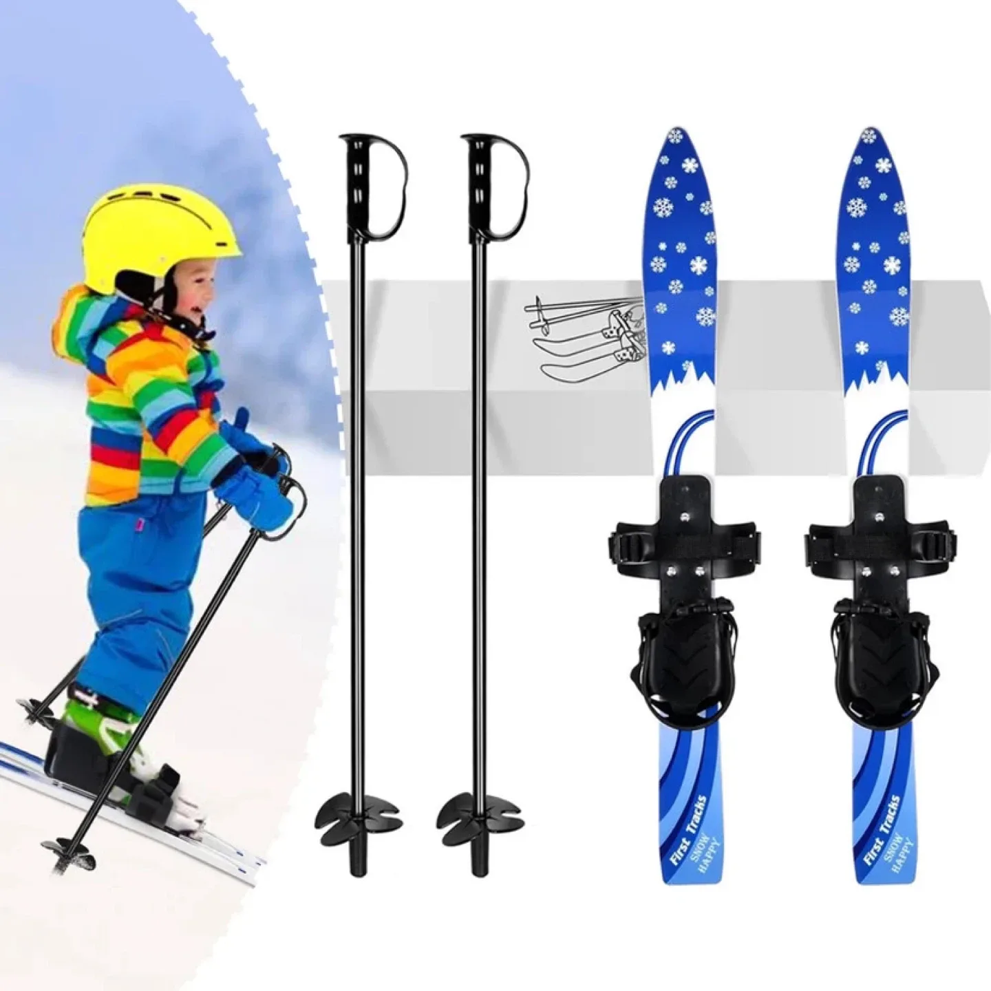 First Tracks Kids Skis with Poles - 65cm image indicator(4)