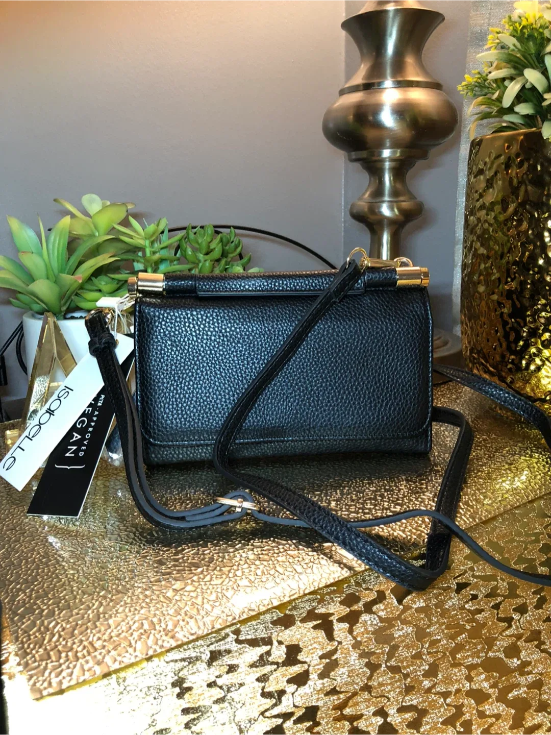 Isabelle Vegan Black Crossbody Bag