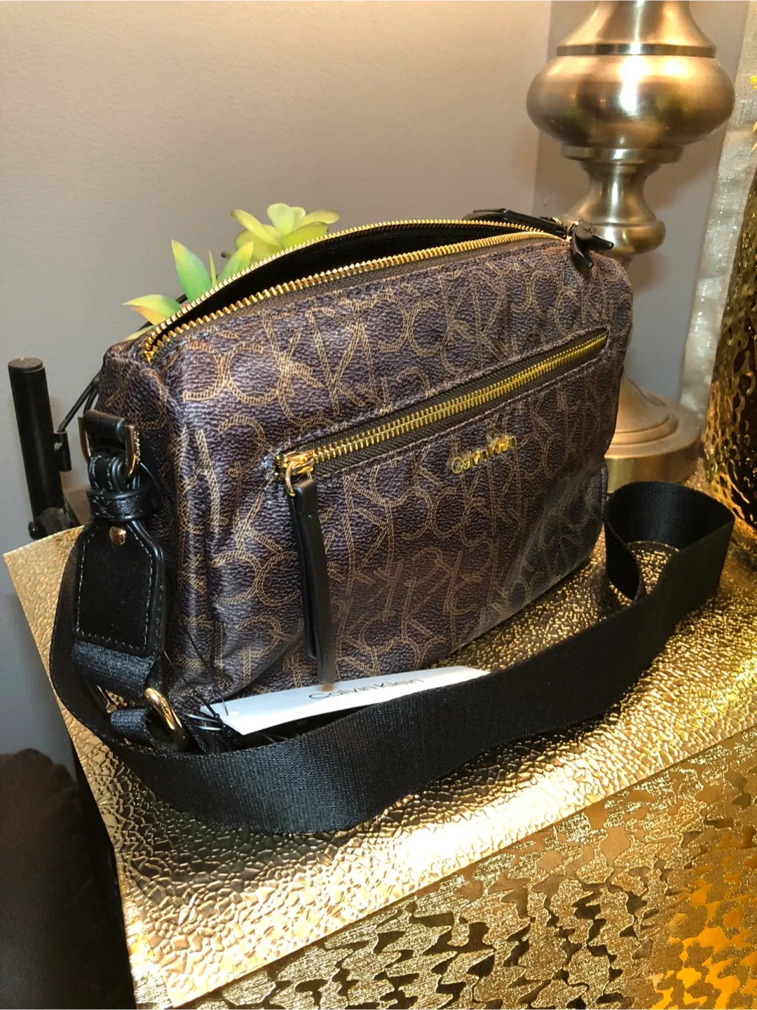 Calvin Klein Brown Patterned Crossbody Bag image indicator(2)