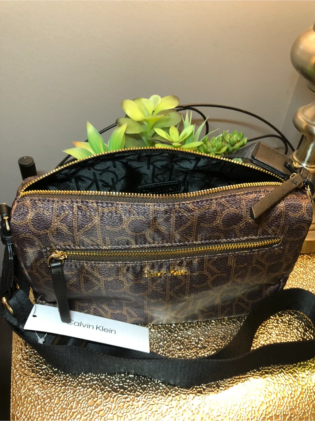 Calvin Klein Brown Patterned Crossbody Bag image indicator(3)