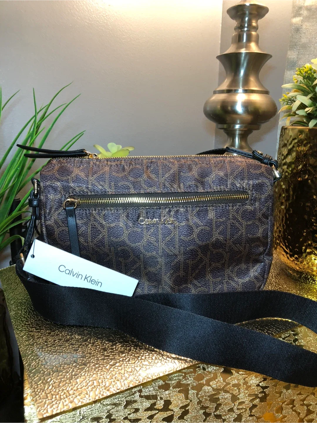 Calvin Klein Brown Patterned Crossbody Bag image indicator(6)