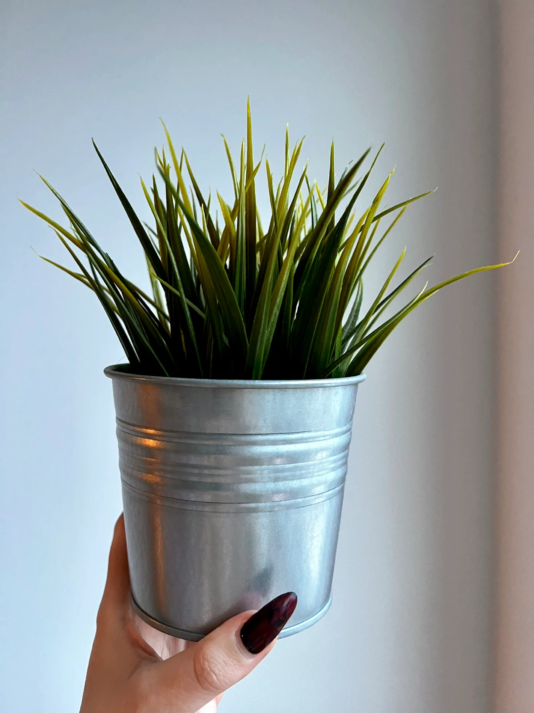 Artificial Grass Plant in Metal Pot