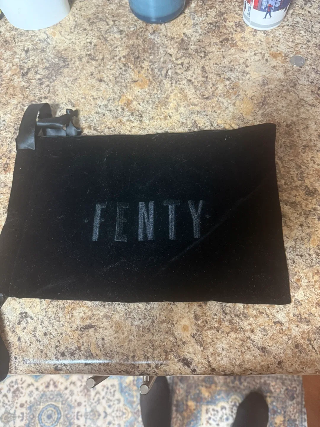 Fenty Black Velvet Drawstring Bag