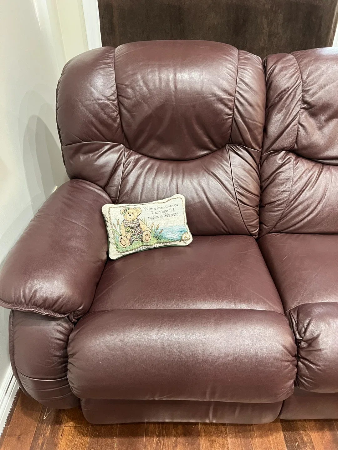 Brown Leather Reclining Sofa image indicator(2)