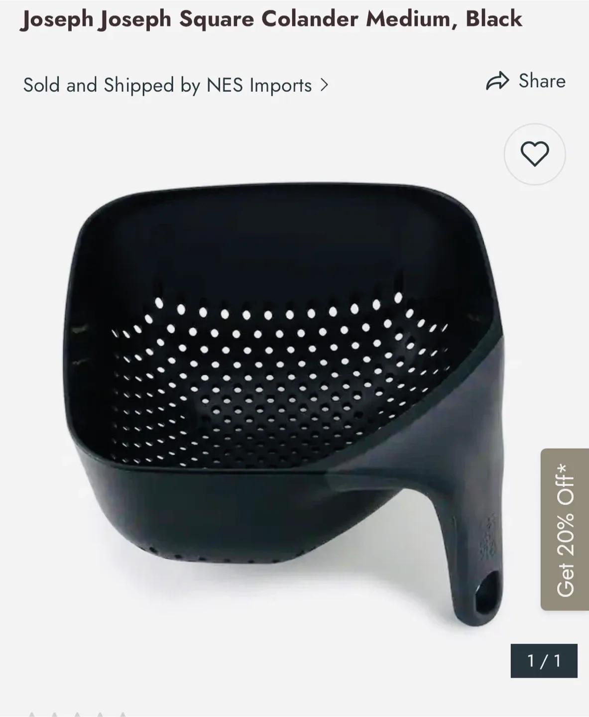 Joseph Joseph Square Colander - Medium, Black