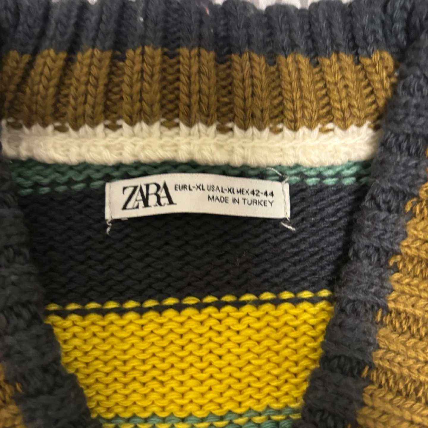 Zara Striped V-Neck Sweater - Size XL image indicator(2)