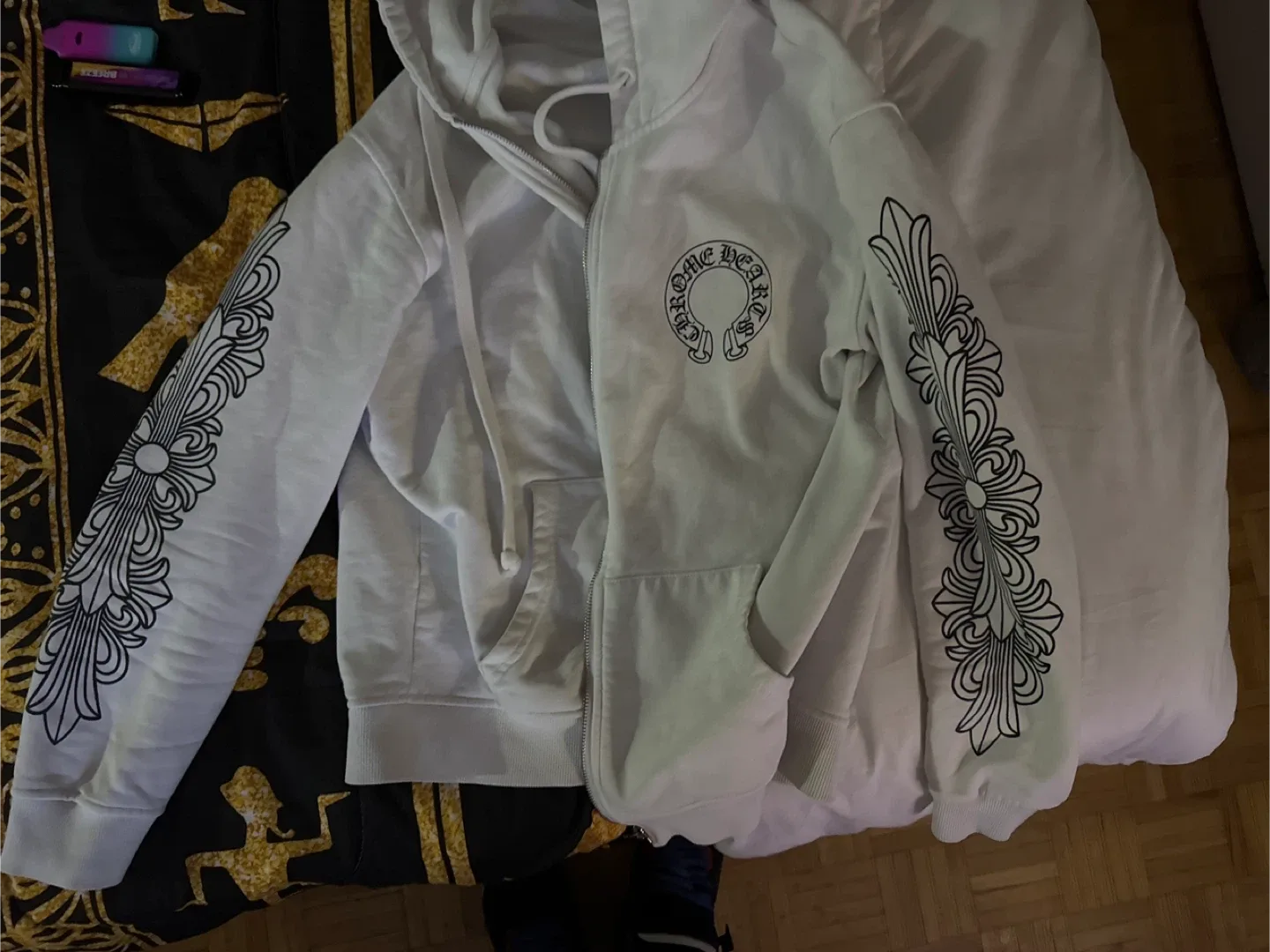 Chrome Hearts White Zip-Up Hoodie - Size S