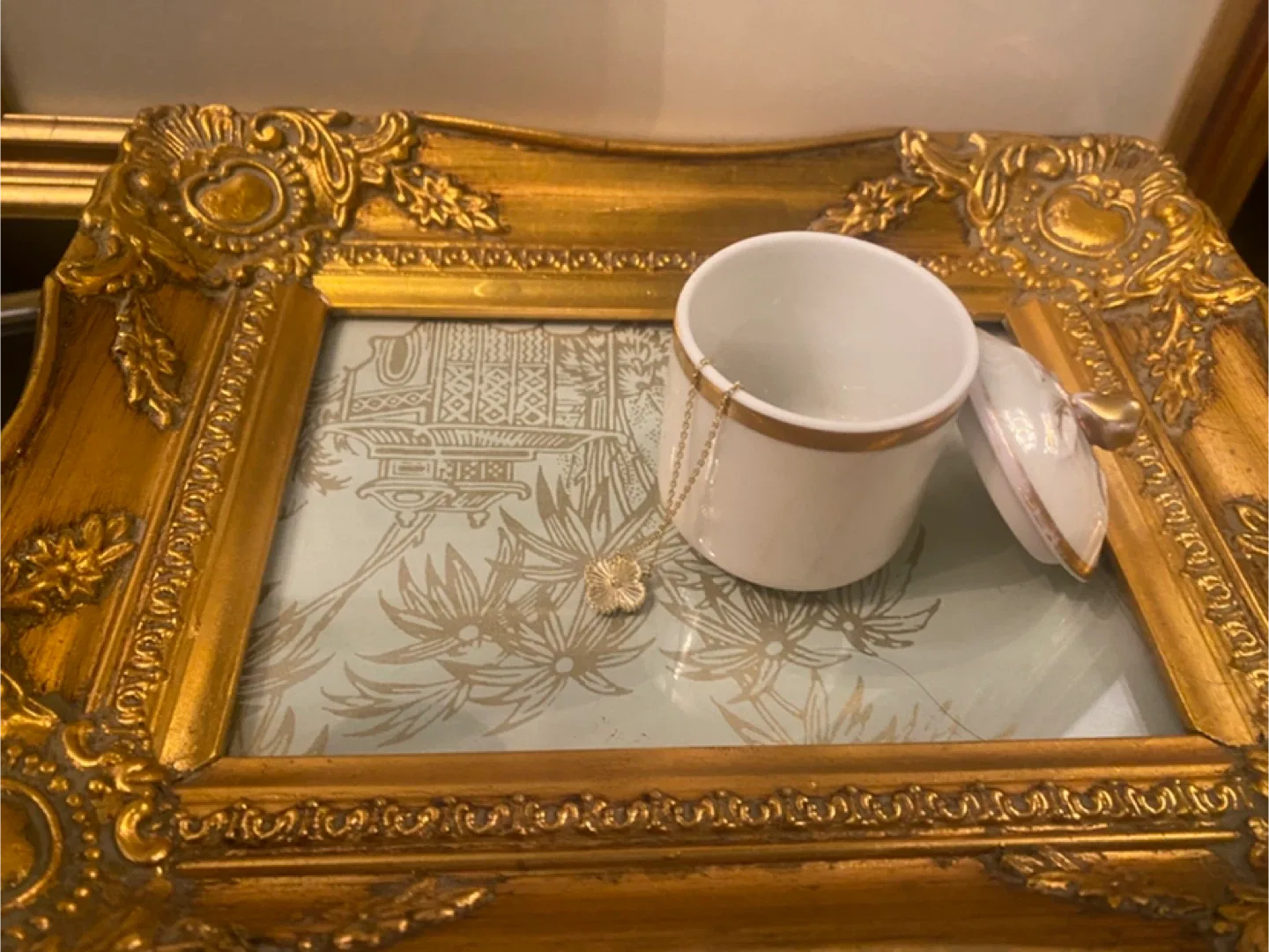 Vintage Porcelain Trinket Box with Gold Accents image indicator(3)