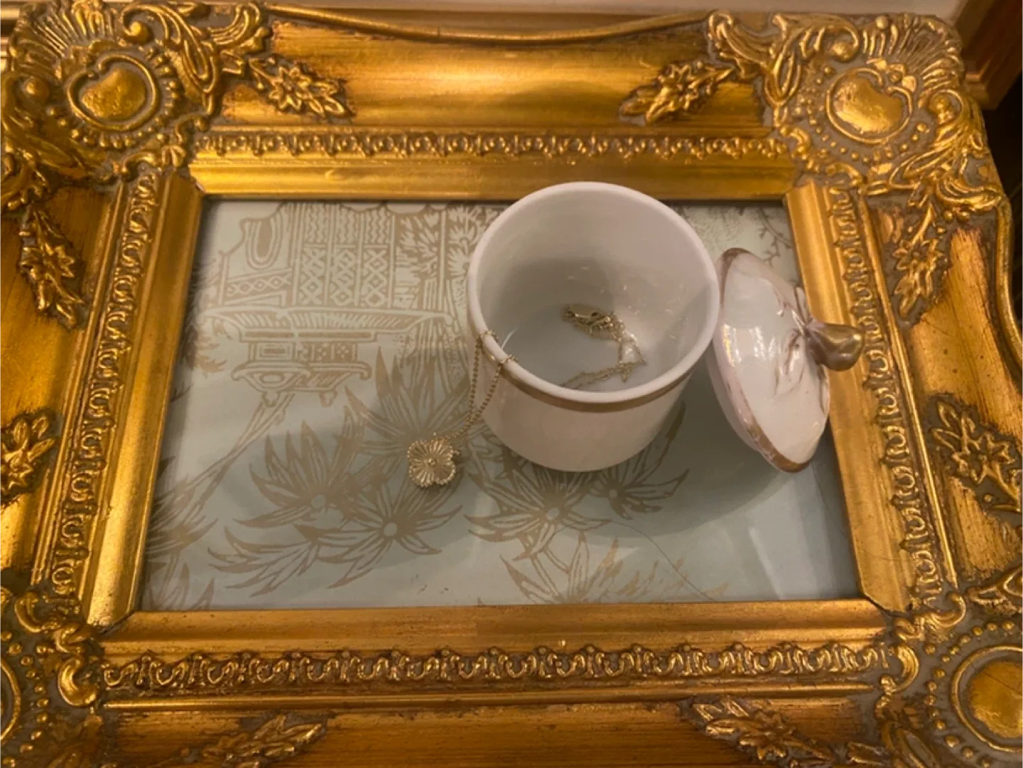 Vintage Porcelain Trinket Box with Gold Accents image indicator(4)