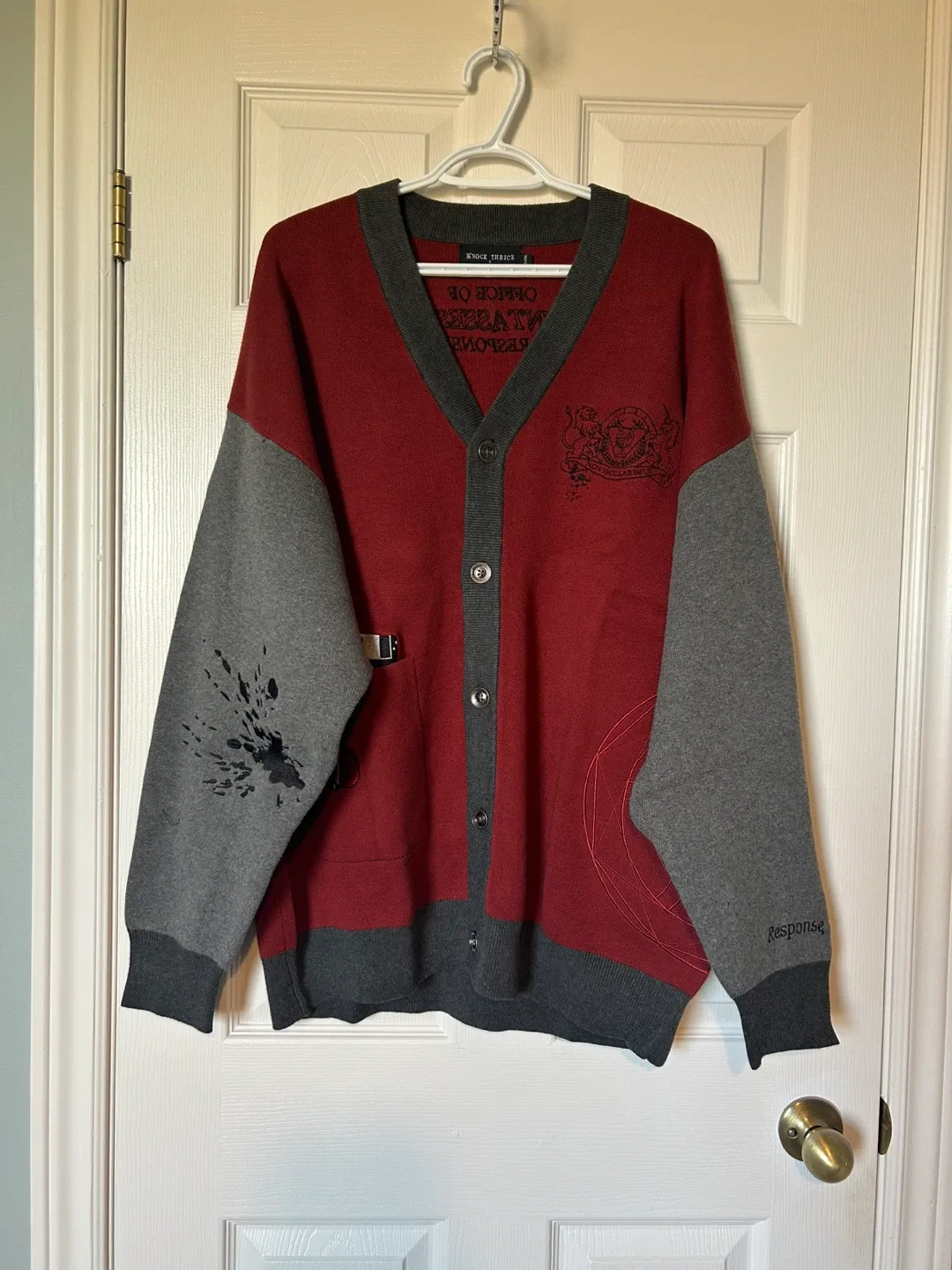 Knock Thrice Burgundy Cardigan