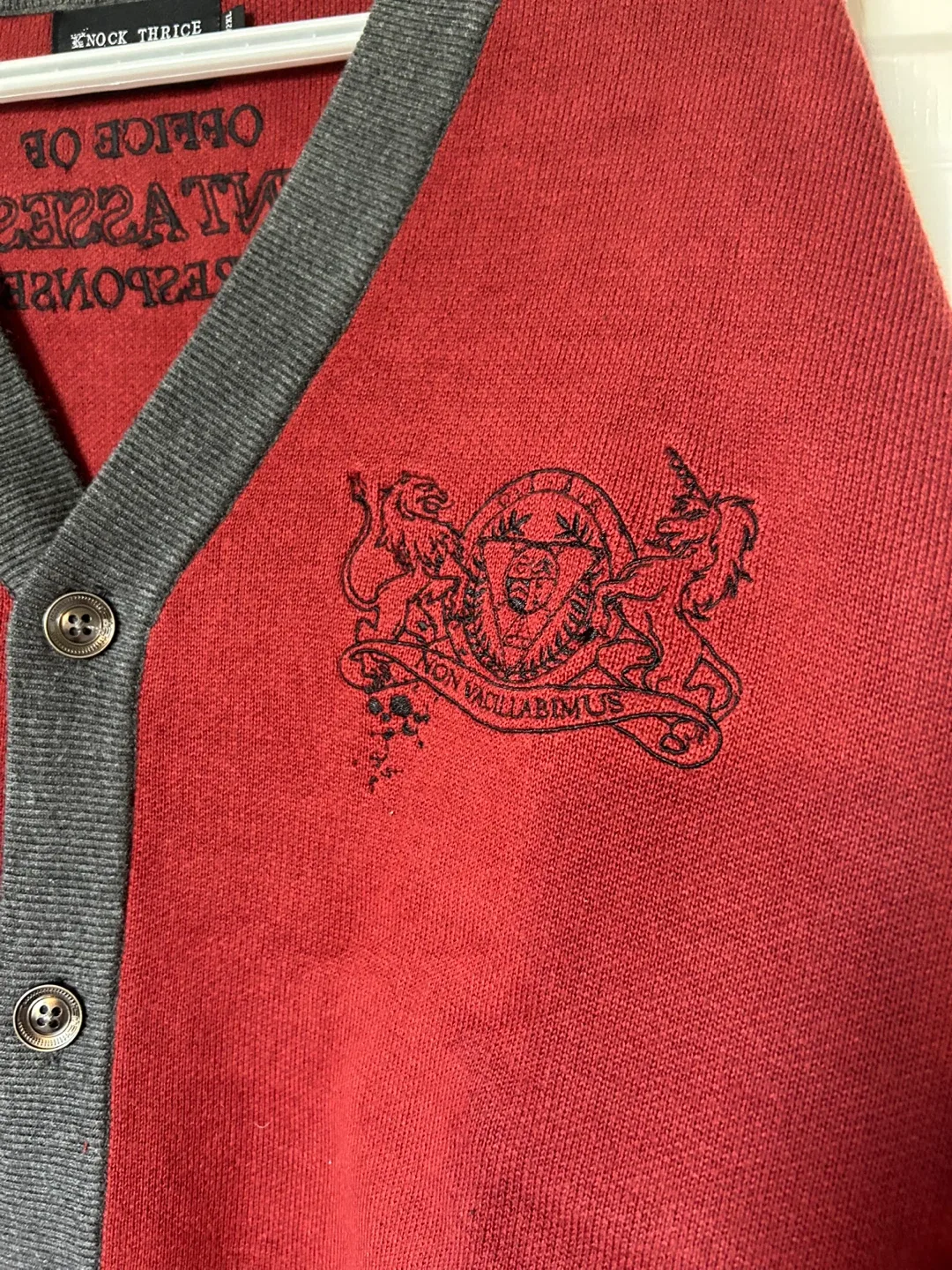 Knock Thrice Burgundy Cardigan image indicator(4)