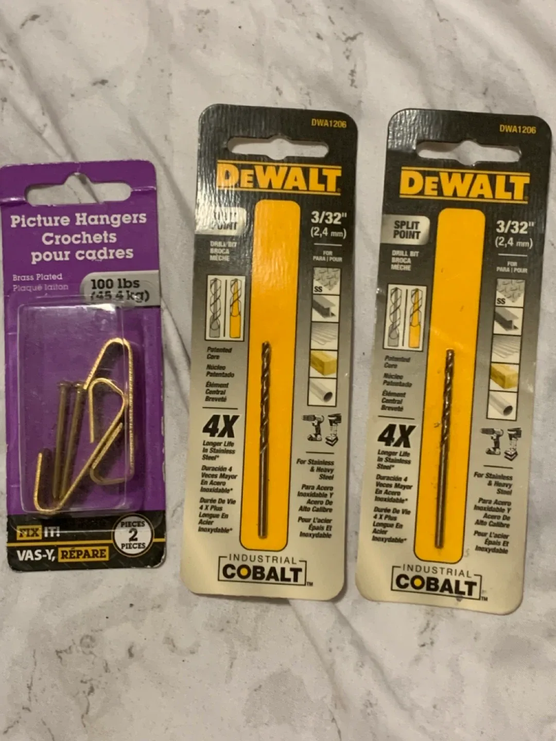 Picture Hangers & DeWalt Drill Bits