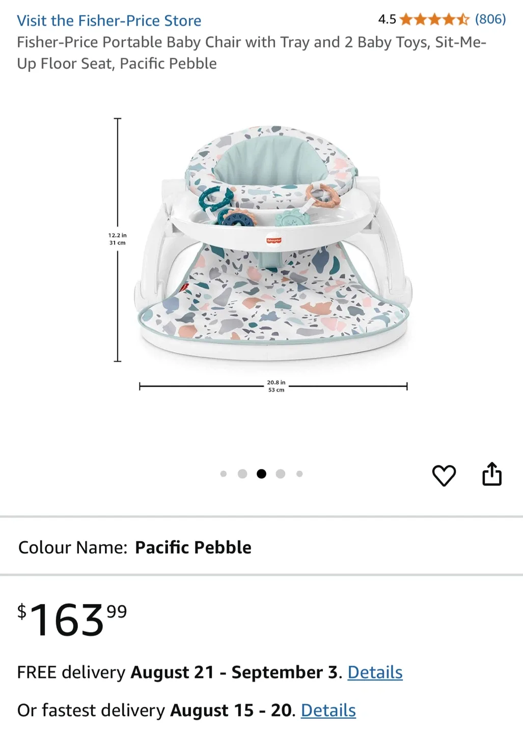 Fisher-Price Portable Baby Chair - Pacific Pebble image indicator(2)