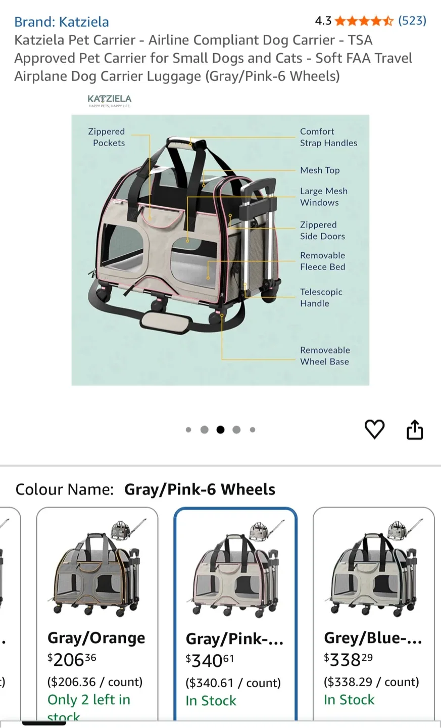 Katziela Pet Carrier - Airline Compliant Dog Carrier