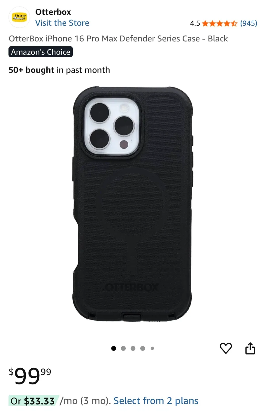 OtterBox iPhone 16 Pro Max Defender Series Case - Black