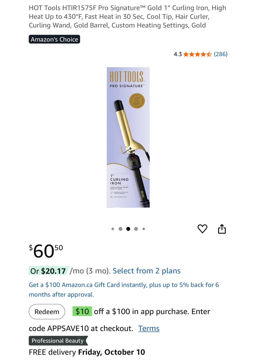 Hot Tools Pro Signature 1" Curling Iron - New