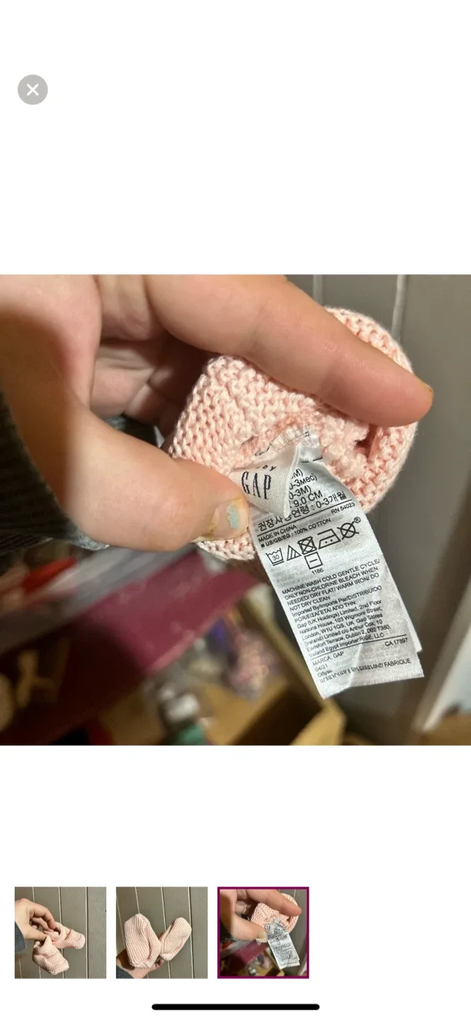 GAP Baby Pink Knit Booties 0-3M image indicator(3)