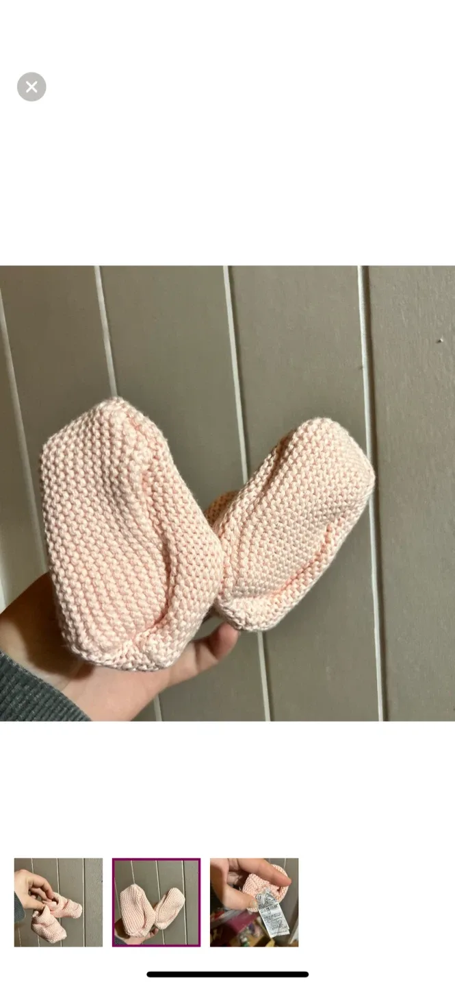 GAP Baby Pink Knit Booties 0-3M image indicator(2)