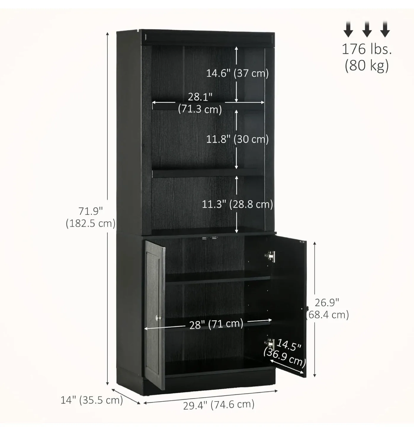 Black Wooden Storage Cabinet Bookcase image indicator(2)