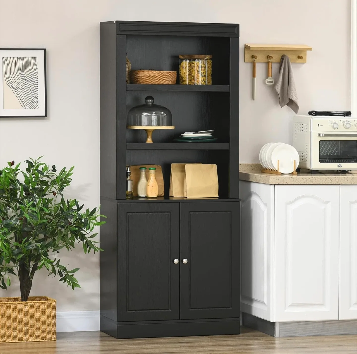 Black Wooden Storage Cabinet Bookcase image indicator(3)