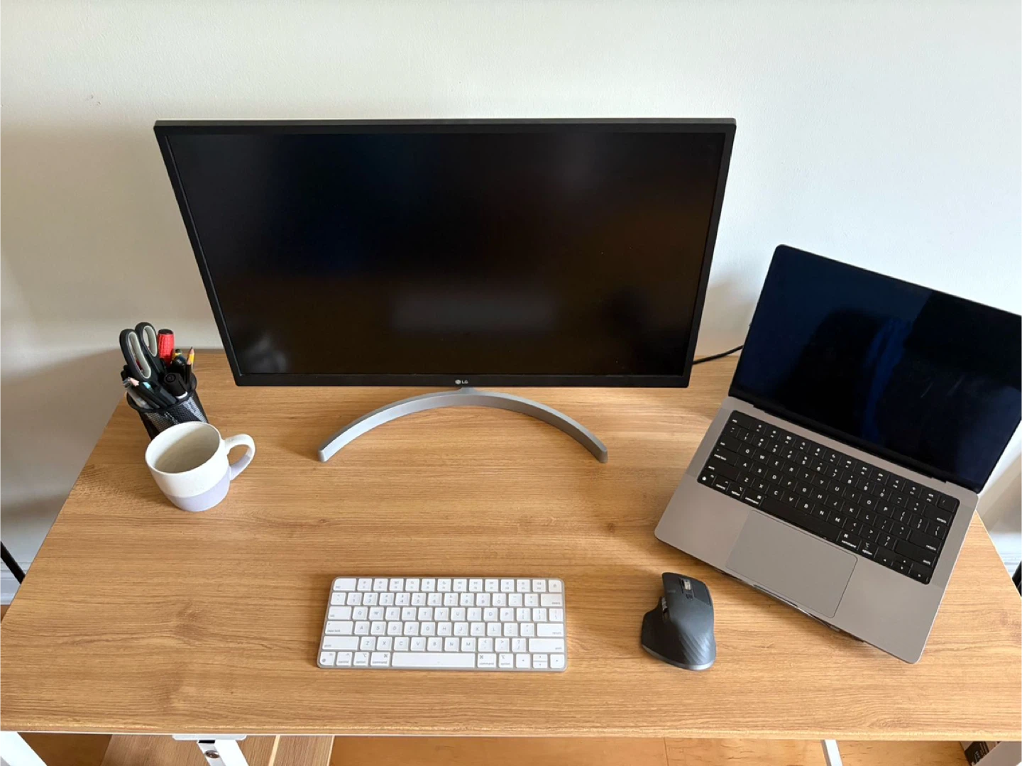 Wood and White Metal Desk with Shelves